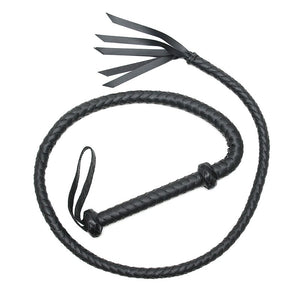 Fouet BDSM en Simili cuir tressé noir (155 cm) - Rimba