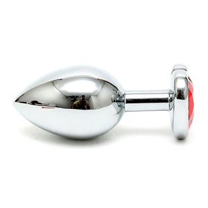 Plug anal en acier cristal en coeur (Rouge) - Rimba