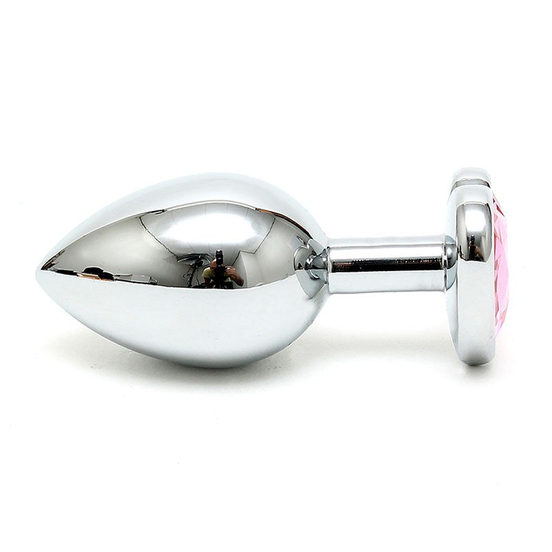 Plug anal en acier cristal en coeur (Rose) - Rimba