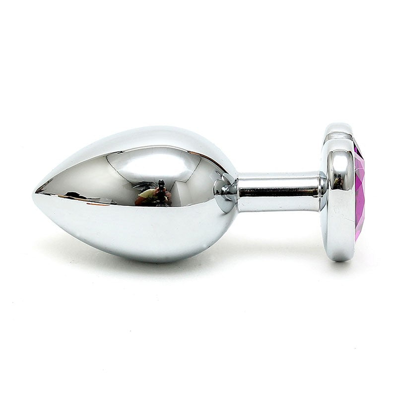 Plug anal en acier cristal en coeur (Violet) - Rimba