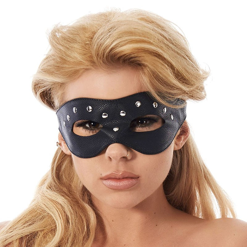 Masque BDSM en cuir nappa avec rivet - Rimba