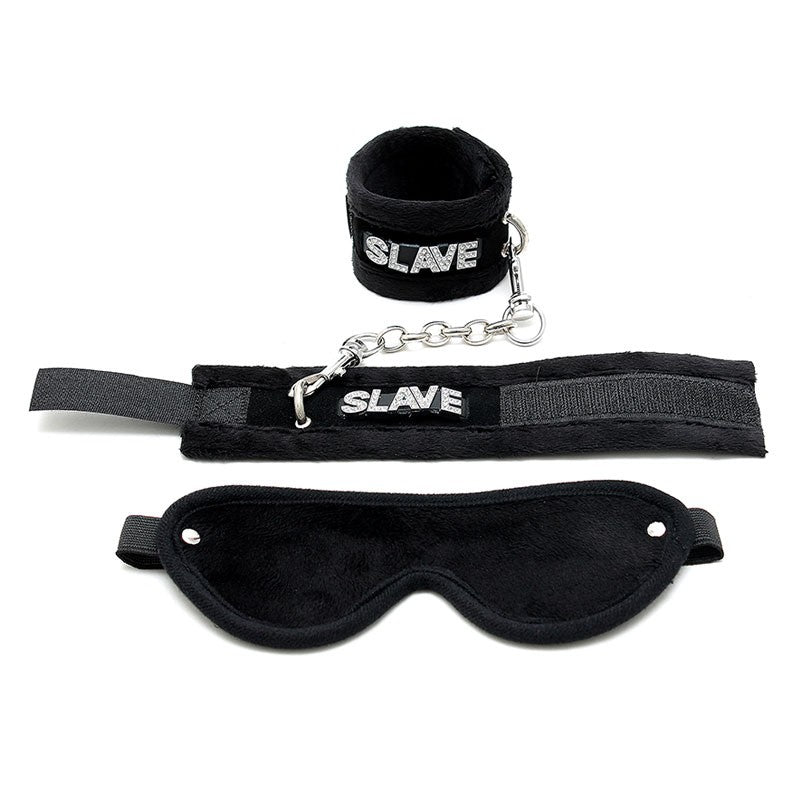 Kit de soft Bondage SLAVE Noir (3 pièces) - Rimba
