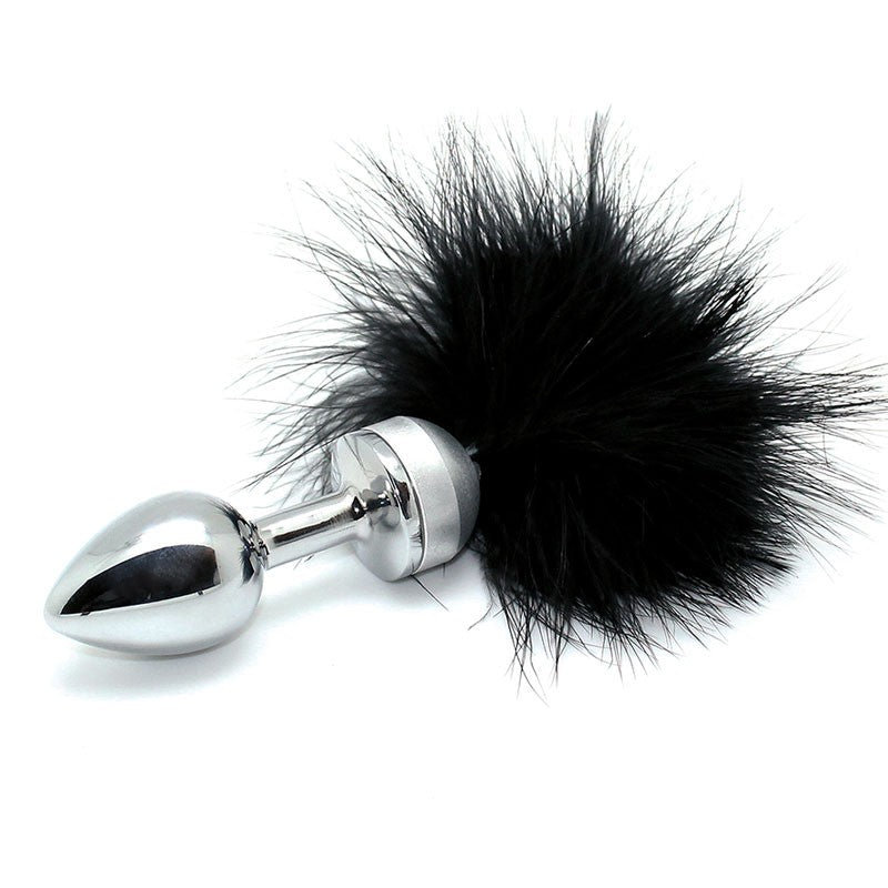 Plug anal en métal avec plumes Noir - Rimba