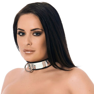 Collier BDSM métallique avec cadenas  (largeur 3.5 cm) - Rimba