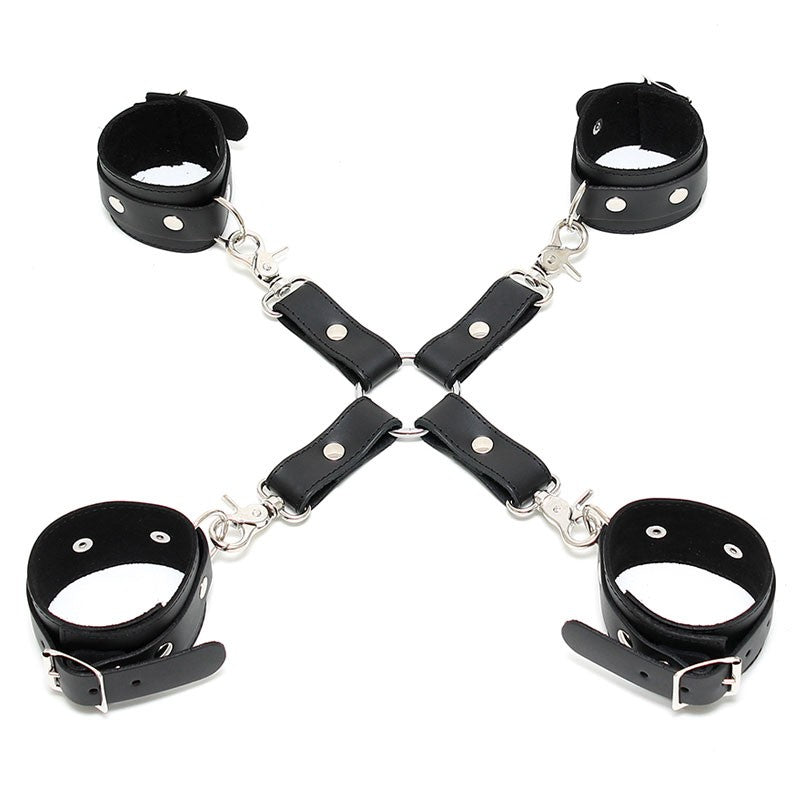Kit d'attache BDSM en cuir Hogtie (pieds poings liés) - Rimba