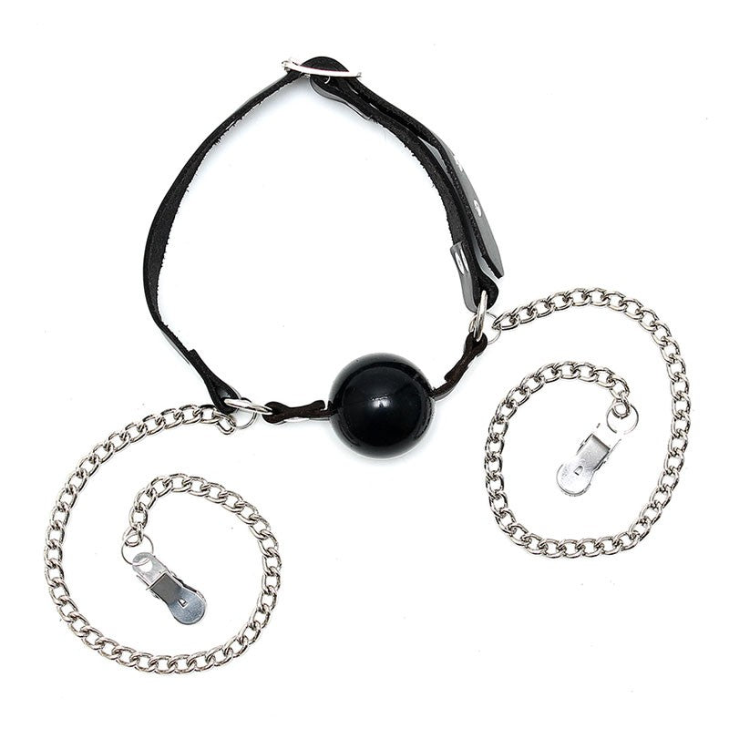 Ball Gag avec pinces à seins - Rimba