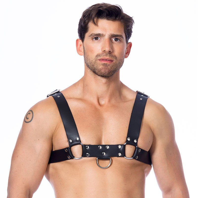Harnais BDSM en cuir avec 3 boucles (homme) - Rimba
