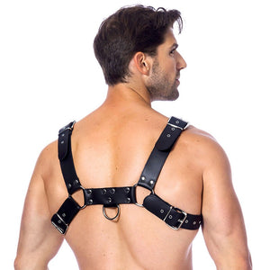 Harnais BDSM en cuir avec 3 boucles (homme) - Rimba