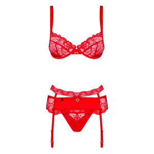 Ensemble de lingerie sexy Heartina (rouge) - Obsessive