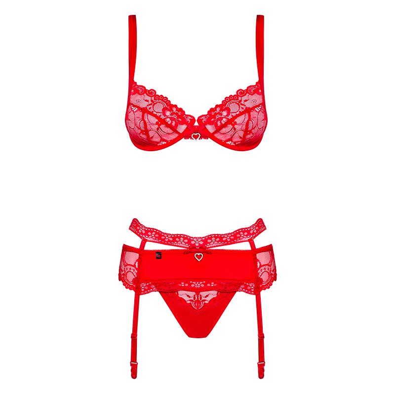 Ensemble de lingerie sexy Heartina (rouge) - Obsessive