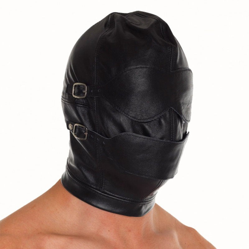 Cagoule BDSM en cuir avec Ball Gag - Rimba
