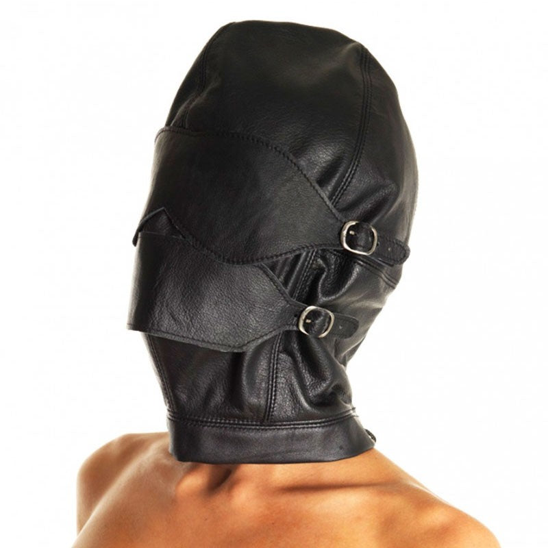Cagoule BDSM en cuir avec Ball Gag - Rimba