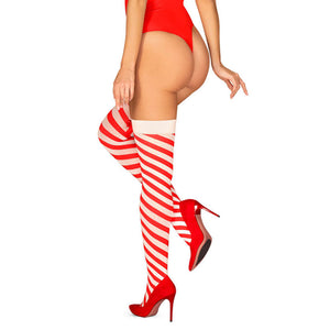Bas sexy Kissmas Stockings (rouge) - Obsessive