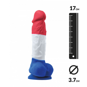 Gode tricolore avec scrotum - NS Novelties