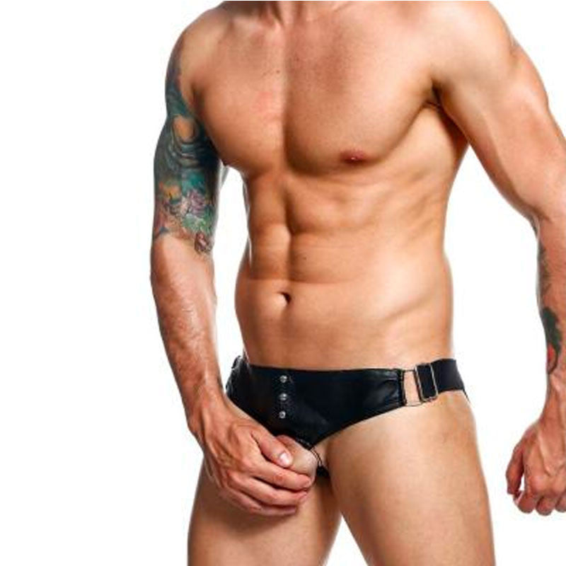 Jockstrap en similicuir avec anneau pénien - DNGEON