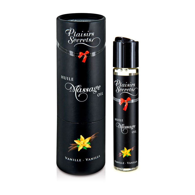 Huile de massage comestible Vanille - Plaisirs Secrets