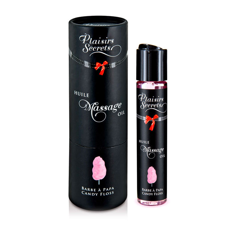 Huile de massage comestible Barbe à papa - Plaisirs Secrets
