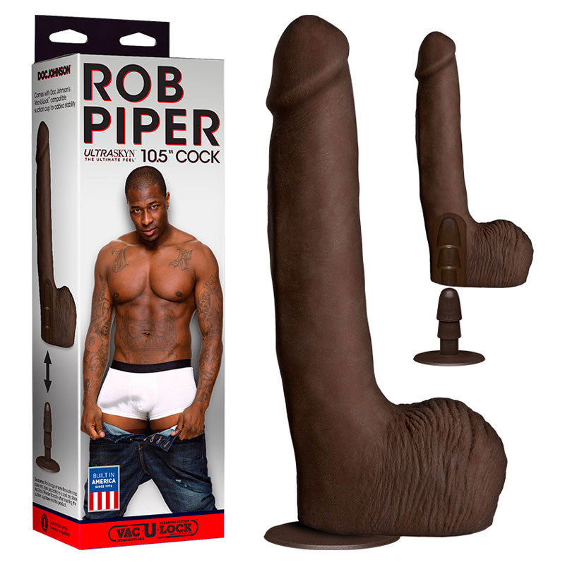 Gode ventouse réaliste XXL Rob Piper 27cm (brun) - Doc Johnson