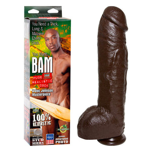 Gode ventouse réaliste XXL BAM Huge 34cm (brun) - Doc Johnson