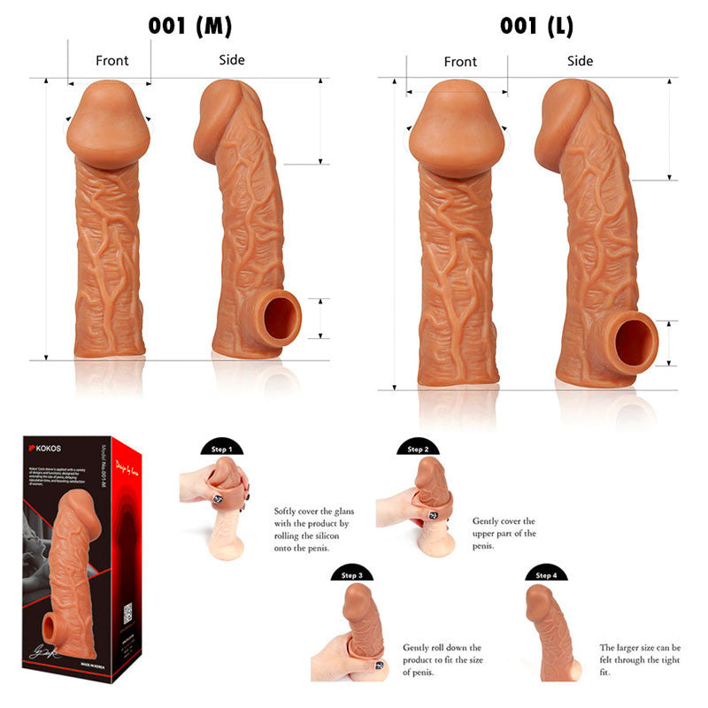 Gaine de pénis grossissante Sleeve 001 (M) - Kokos