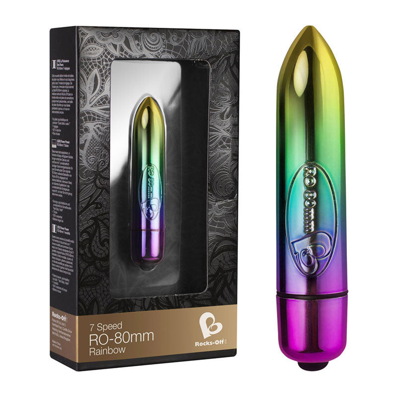 Min vibromasseur clitoridien - Rocks-Off RO-80mm Arc-en-ciel