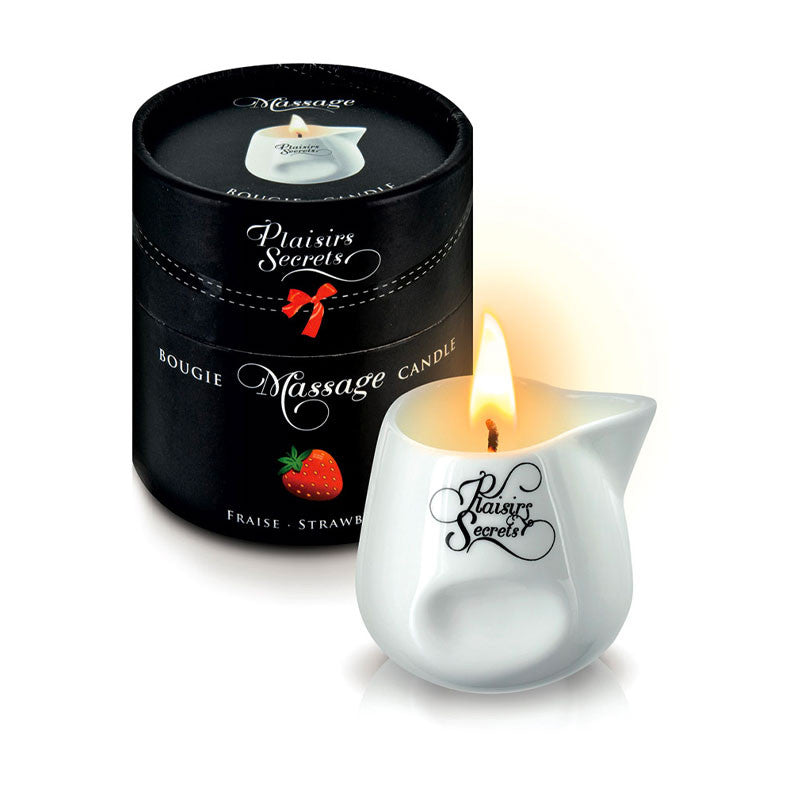 Bougie de massage Fraise - Plaisirs Secrets