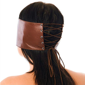 Masque BDSM bandeau en cuir (Brun) - Rimba