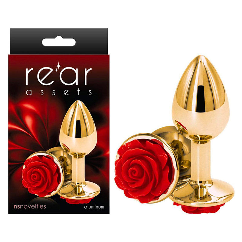 Plug anal Aluminium Rear Assets Rose Rouge & Gold (S) - NS Novelties