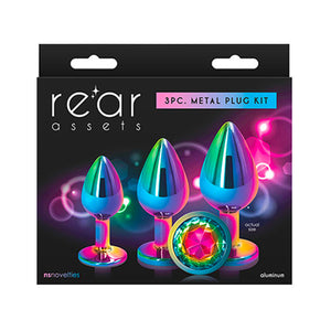 Kit de Plug anal Aluminium Rear Assets Rainbow (3x) - NS Novelties