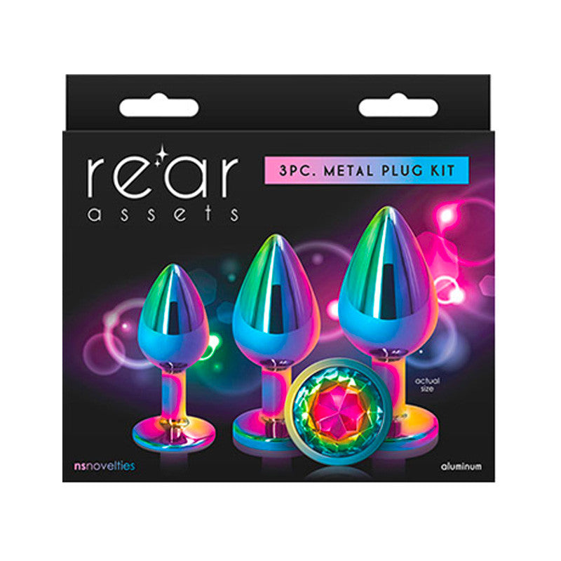 Kit de Plug anal Aluminium Rear Assets Rainbow (3x) - NS Novelties