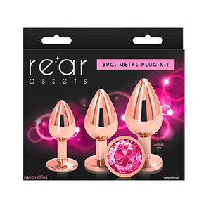 Kit de Plug anal Aluminium Rear Assets Rose & Gold (3x) - NS Novelties