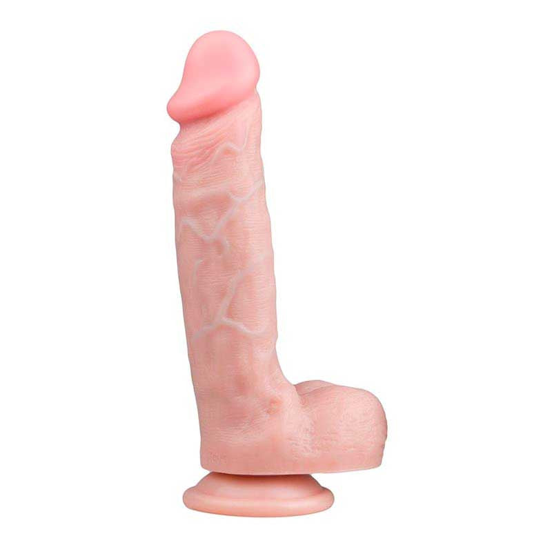 Dildo réaliste avec testicules et ventouse 18 cm (Beige) - EasyToys
