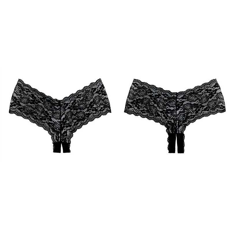 Panty Sexy ouvert Candy Apple (Noir) - Allure
