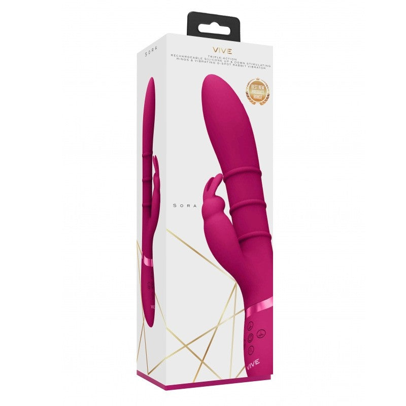 Vibromasseur rabbit avec anneaux stimulants Sora - Vive