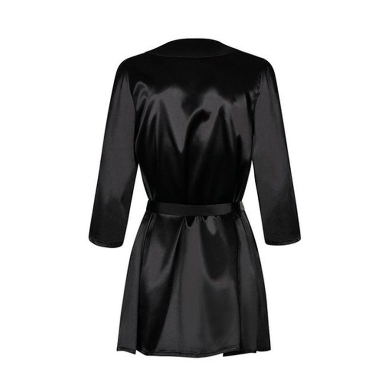Peignoir & String Satinia (Noir) - Obsessive