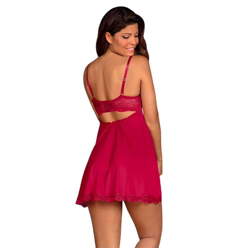 Babydoll & String sexy Rosalyne (Bordeaux) - Obsessive