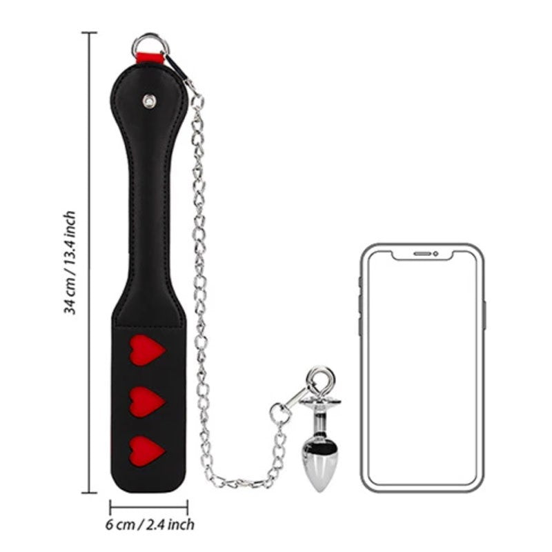 Tapette avec plug anal - Hearts Paddle Ouch!