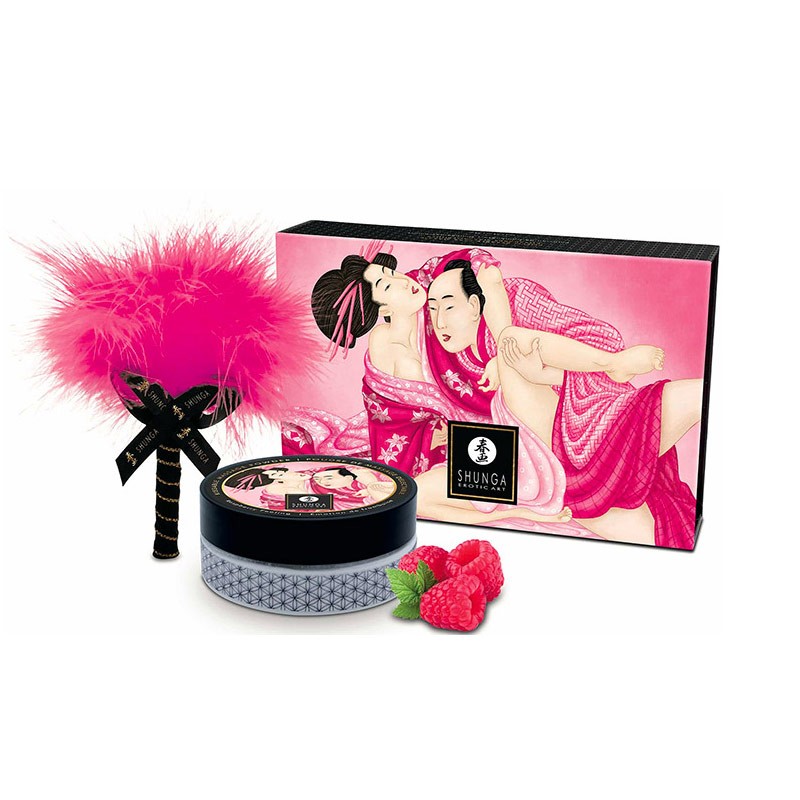 Poudre de massage embrassable Shunga - Émotion de framboise