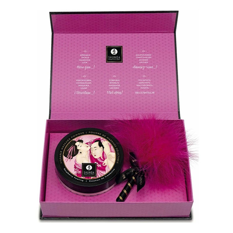 Poudre de massage embrassable Shunga - Émotion de framboise