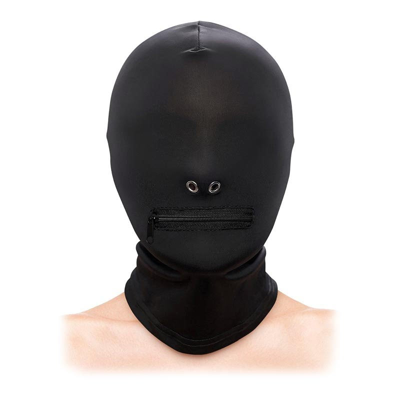 Cagoule BDSM 1 ouverture (Noir) - Fetish & Fashion Zippered Mouth NS Novelties
