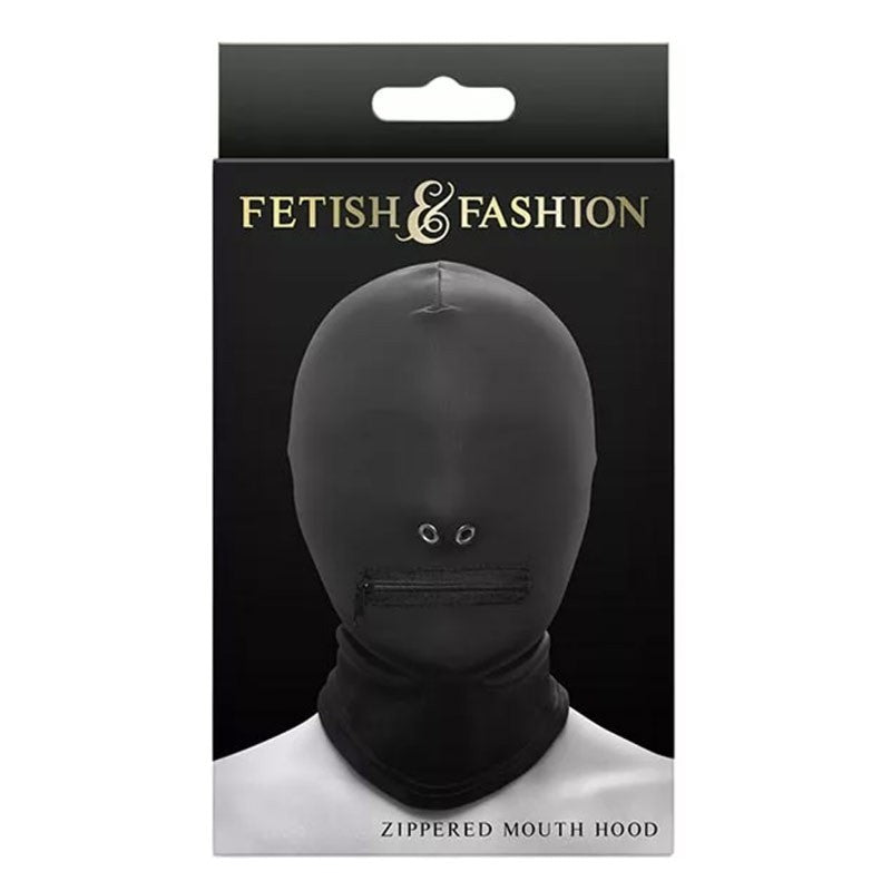Cagoule BDSM 1 ouverture (Noir) - Fetish & Fashion Zippered Mouth NS Novelties