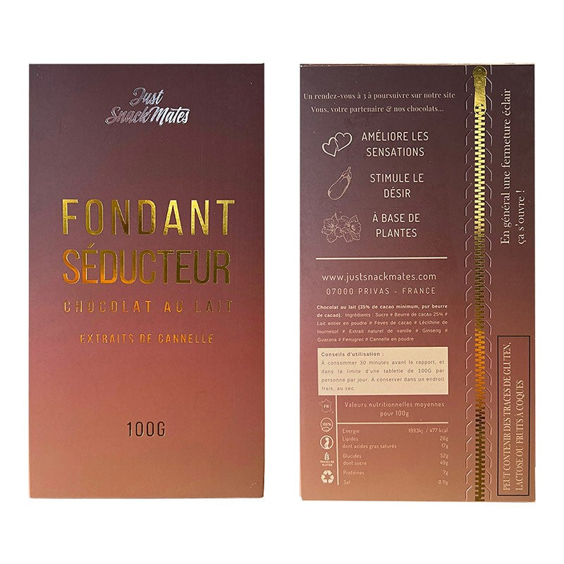Chocolat aphrodisiaque (Chocolat au lait) - Just Snackmates Fondant Séducteur