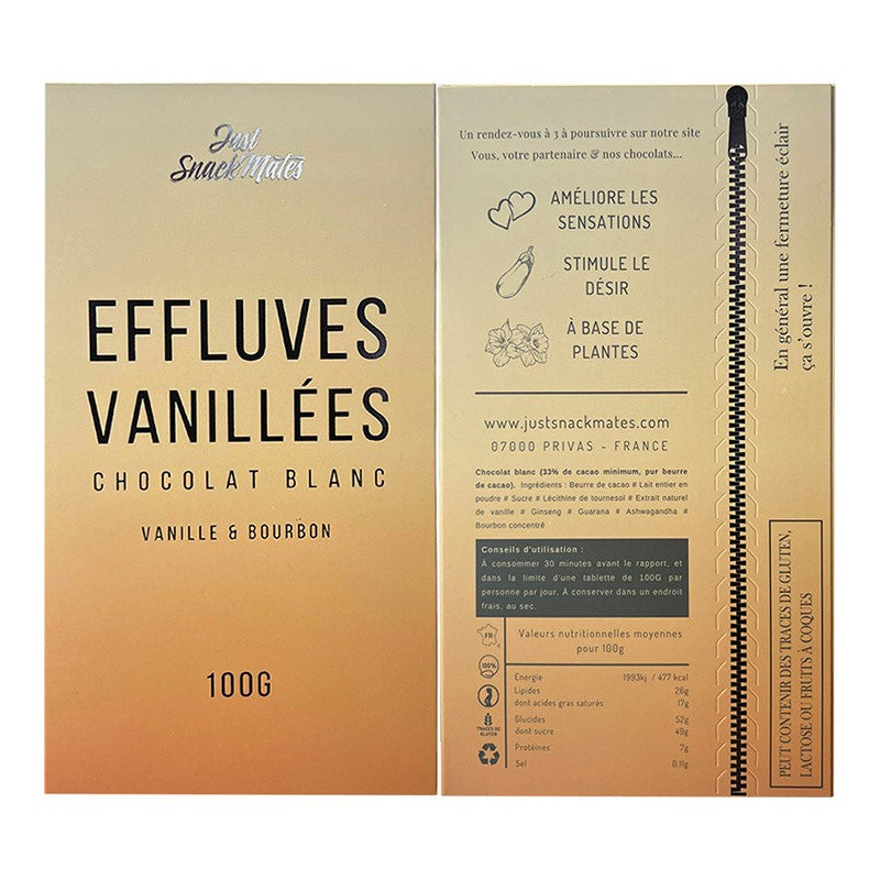 Chocolat aphrodisiaque Chocolat blanc - Just Snackmates Effluves Vanillées