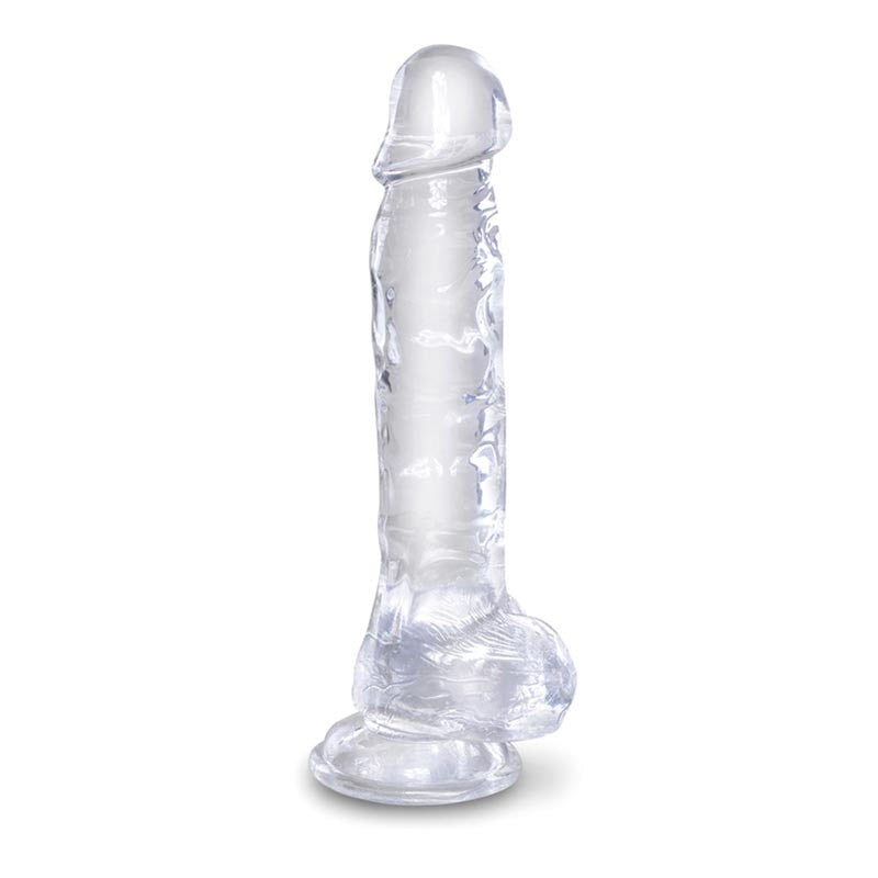 Dildo réaliste transparent avec testicules (18 cm) -  King Cock