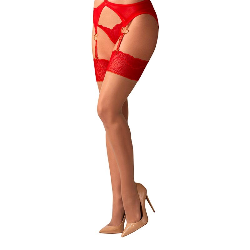 Bas sexy Cupide Desir (Rouge) - Obsessive