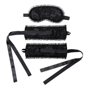 Menottes et bandeau pour les yeux - Rimba Satin Bondage Set