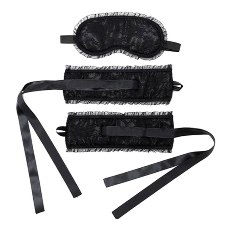 Menottes et bandeau pour les yeux - Rimba Satin Bondage Set