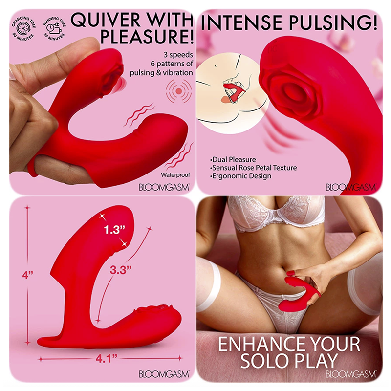 Doigt vibrant à double stimulation - Bloomgasm Rose Touch