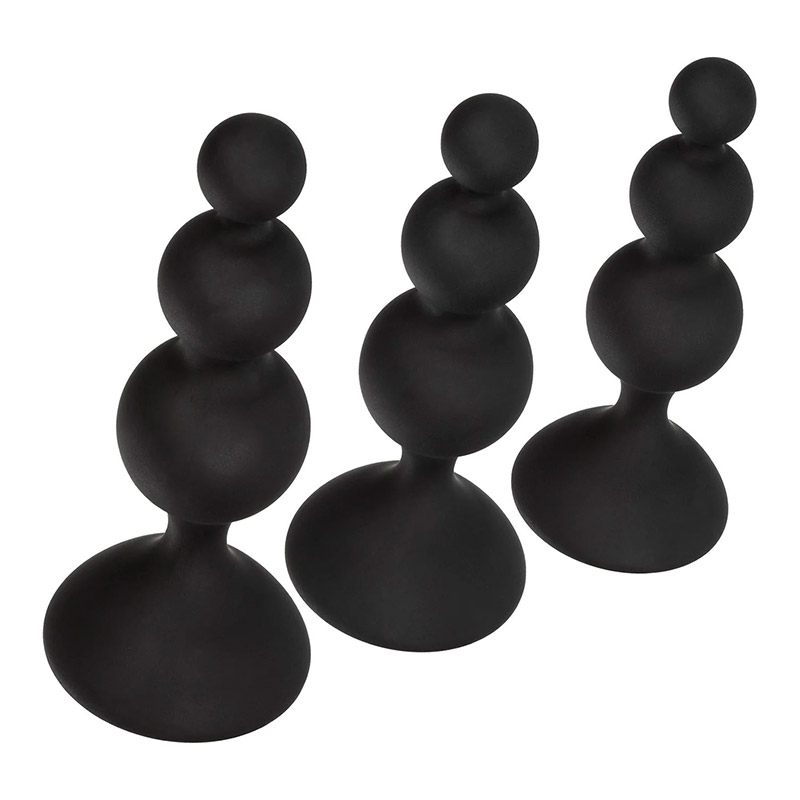 Set de chapelets anaux (Noir) - CalExotics Silicone Beaded Anal Kit