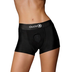 Harnais lingerie Ouch! Vibrating Strap-on Boxer - Noir